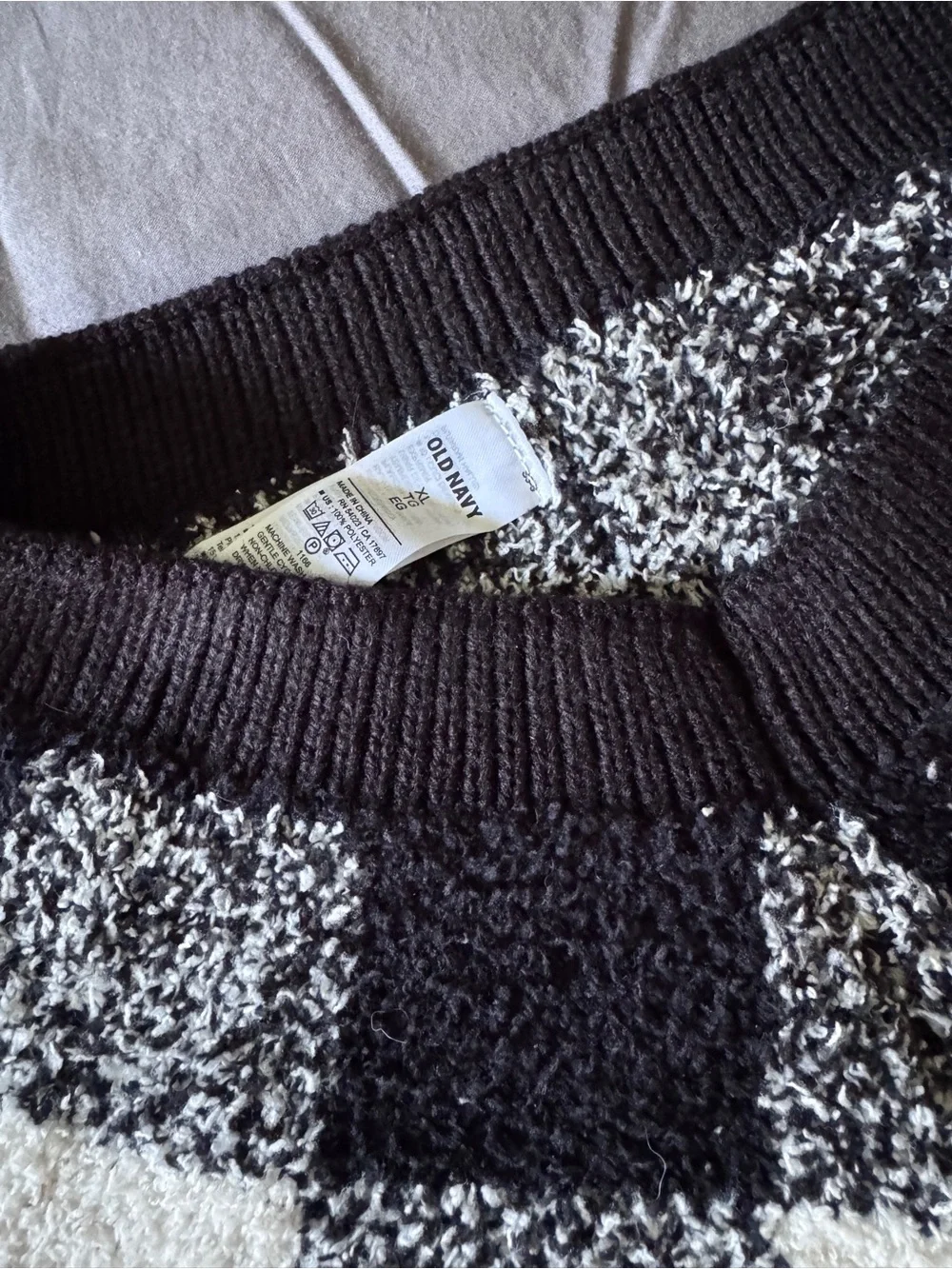 Old Navy Black & White Buffalo Plaid Dog Sweater